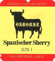 Etiqueta antigua de Osborne: Brandy Alonso El Sabio, Osborne y Cia, Puerto de Santa María. 