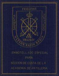 Etiqueta antigua de Osborne: Embotellado especial para sección de costa de la academia de artillería. 